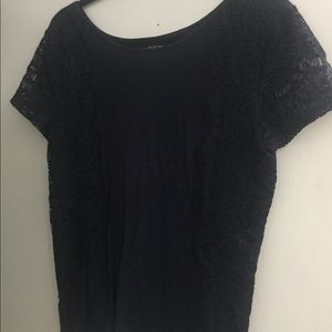 Loft blouse with lace sleeves
